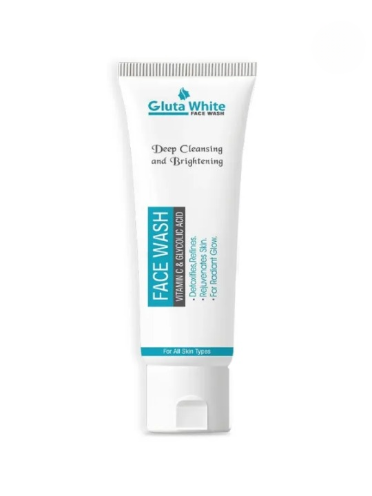 Gluta White Facewash 100ml – Brightening & Deep Cleansing Formula for Clear, Glowing Skin, Gentle on All Skin Types, Daily Use Quality Face Wash