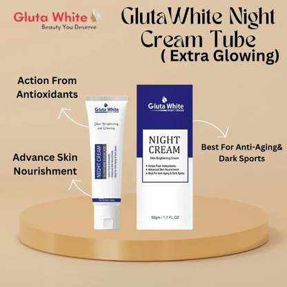 Gluta White Night Cream | 50ml | Advanced Brightening, Nourishing & Anti‑Aging Formula