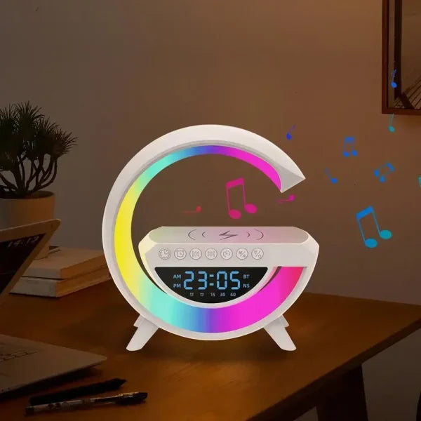 Multi-functional Led Clock Display Speaker G Lamp | Led Wireless Charging Speaker, G-shaped Speaker Light, Bluetooth Mp3 Player, Night Light And Alarm Clock, For Living Room