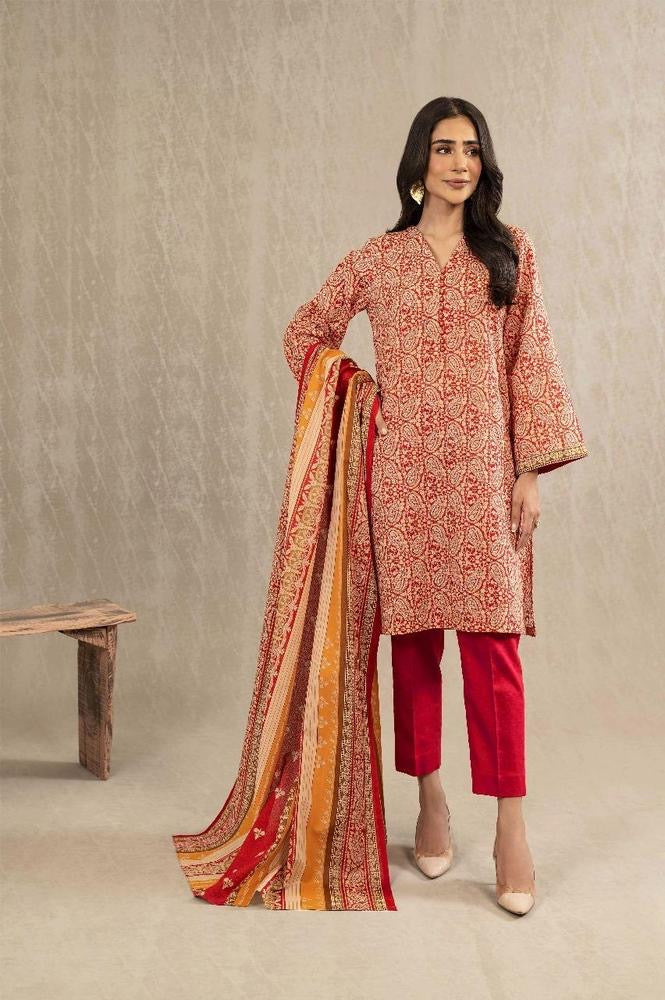 3 Pcs Women's Unstitched Lawn Printed Suit