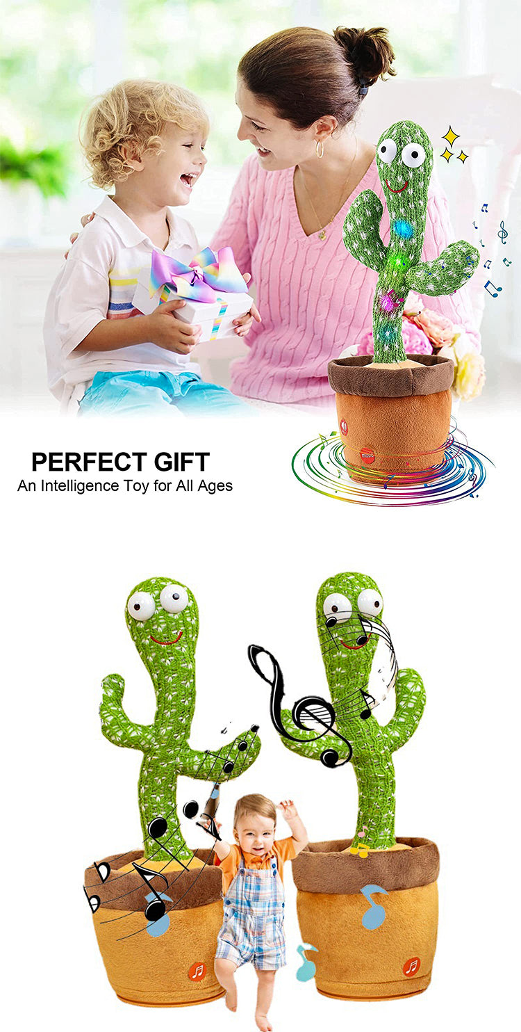 Dancing Cactus Toy Repeat Talking USB Charging Can Sing Record Cactus Bailarín Dansant Kids Education Toys Birthday Present