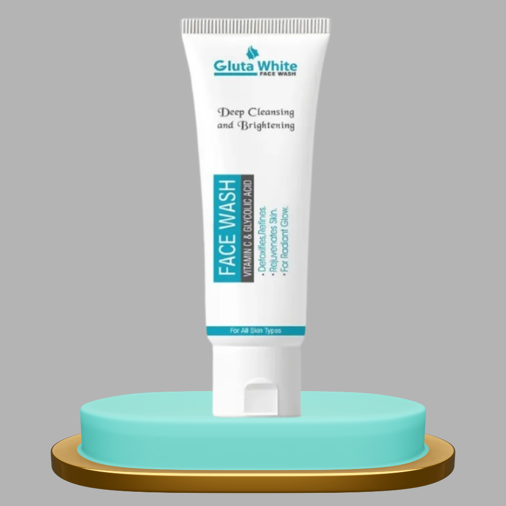 Gluta White Facewash 100ml – Brightening & Deep Cleansing Formula for Clear, Glowing Skin, Gentle on All Skin Types, Daily Use Quality Face Wash